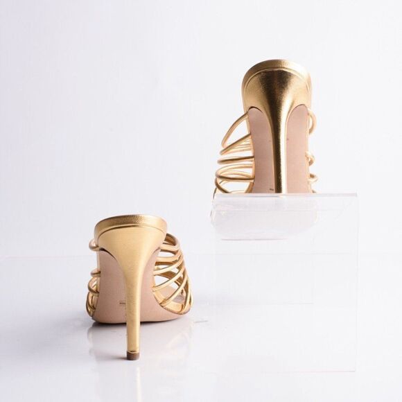 Veronica Beard Womens Avita Gold Leather Strappy Heeled Sandals Sz 6 Eu 36 New - Picture 6 of 9